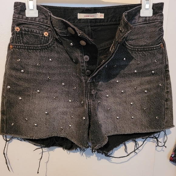 Levi's Pants - Black cut off embellished Levi Shorts